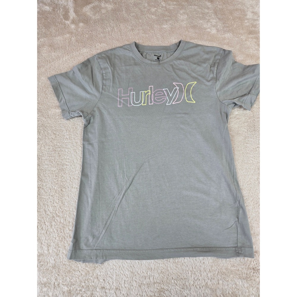Hurley Mens Graphic T-Shirt Medium Sage Green‎ Short Sleeve Cotton HSP22VMT-0392